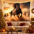 thumbnail image 3 of Herd of Horses Galloping on Dusty Sunset Plains, Dramatic Digital Art for Wildlife Fans, Animal Wall Decor, Housewarming Gift, Tapestry Wall Hanging for Bedroom and Living Room, 3 of 7