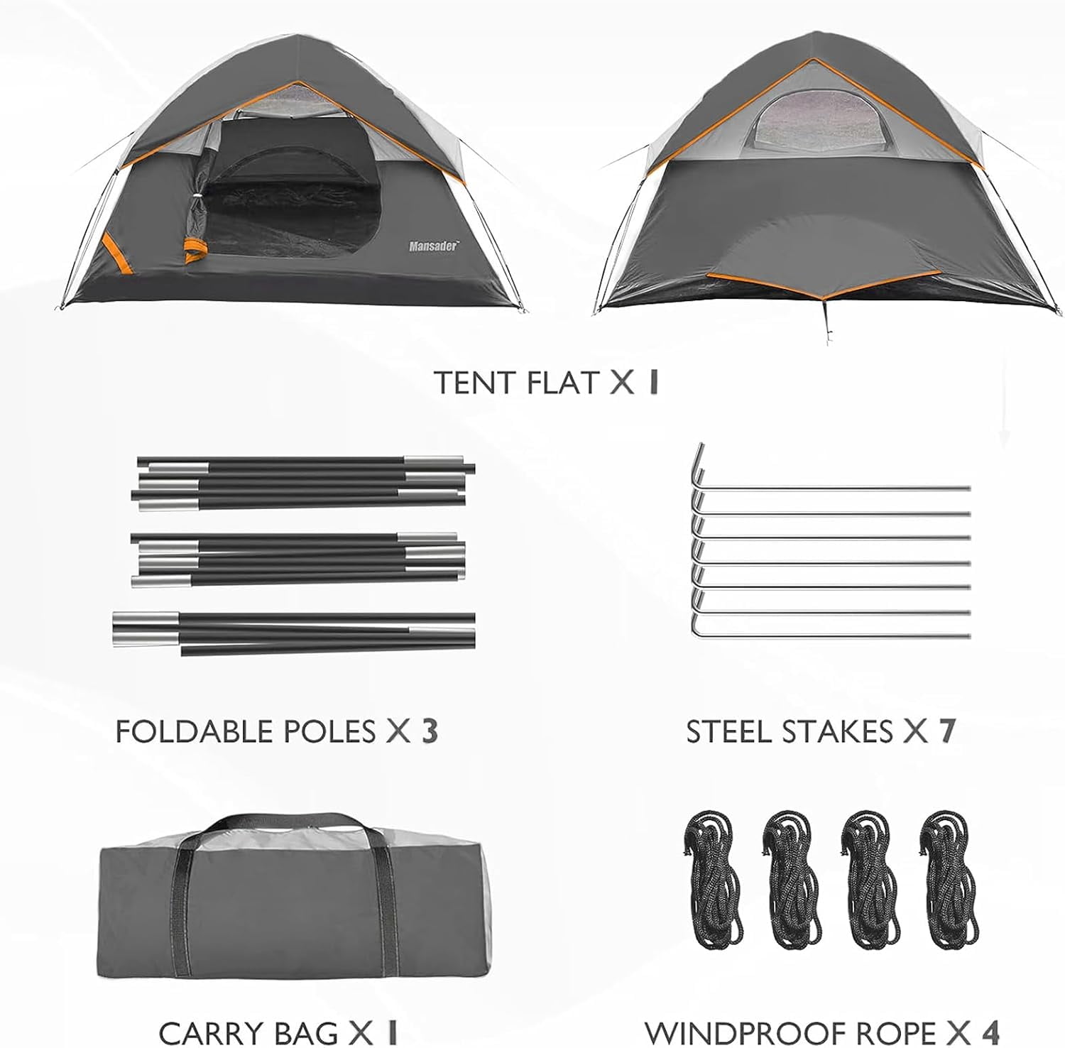 Camping Tent,Waterproof 4 Person Tents for Camping, Lightweight Easy Set Up Outdoor Hiking Tent with Carry Bag, Suit for Family Beach Hiking Travel
