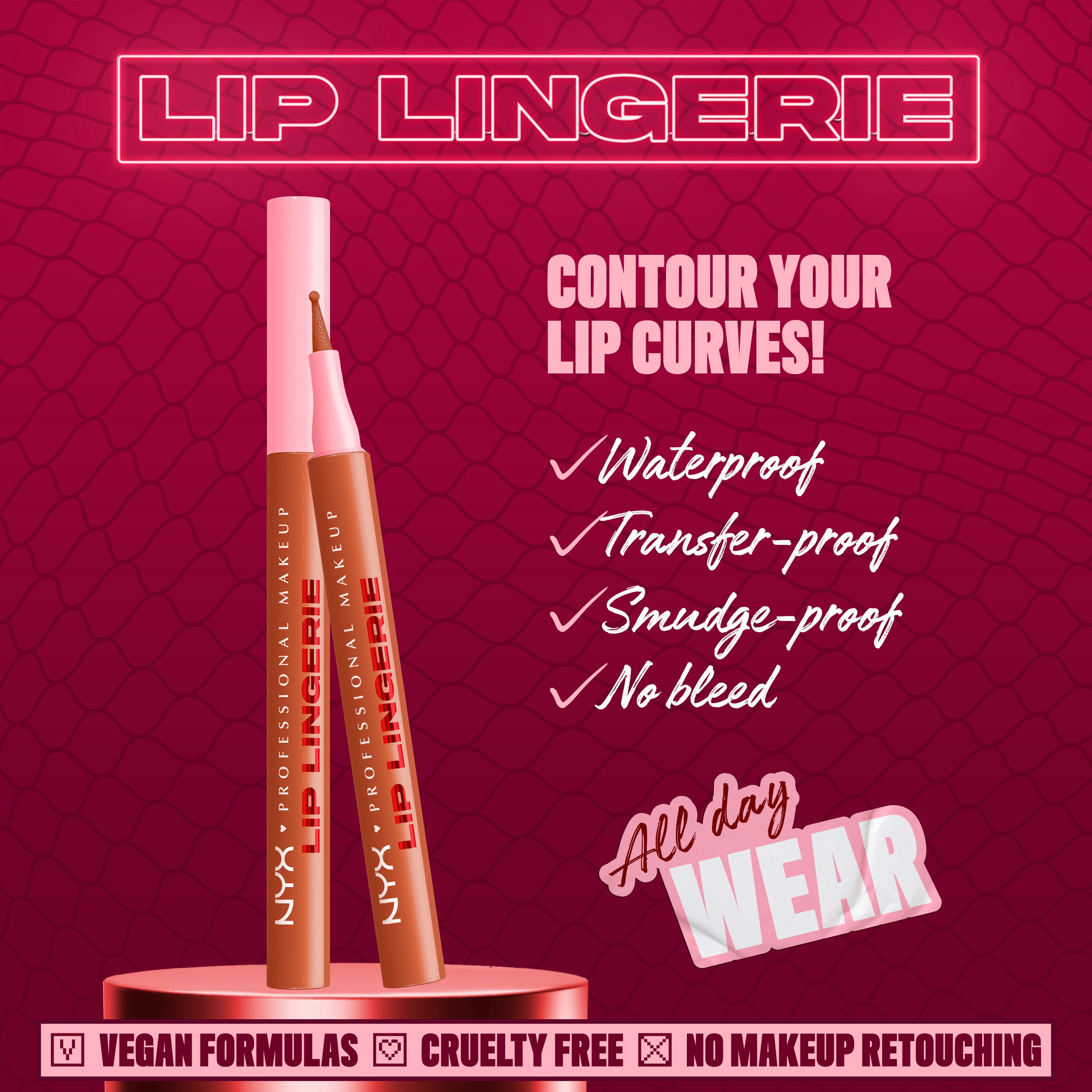 NYX Professional Makeup Lip Lingerie Lip Liner Stain, Waterproof Lip Color, Barley There, 0.03 fl oz