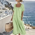 thumbnail image 5 of Bosfbaoi Dresses for Women Casual Flowy A-Line Dress Square Neck Short Sleeve Maxi Womens Dresses with Pockets Summer Dresses for Women 2026, 5 of 8