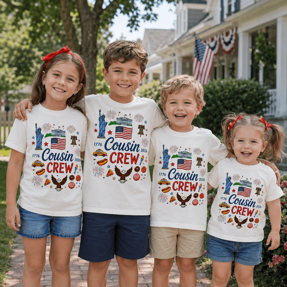 Cousin Crew Matching Shirts, Matching Family Reunion Tee, 4th Of July Patriotic Cousins Gift For Kids Adults And Family Vacation