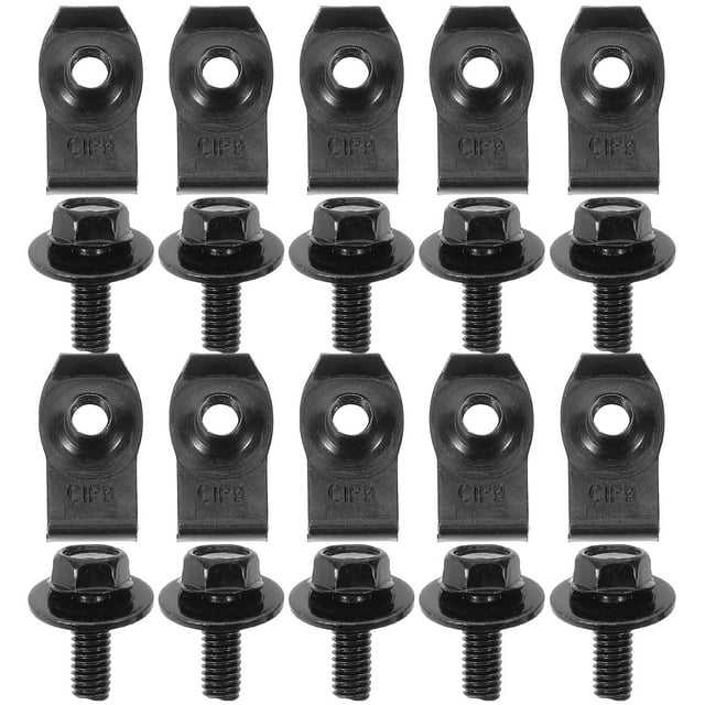 Shisuyan 10 Pairs Bumper Bolts And Clips Set Bumper Retainer Fastener Replacement Car Parts