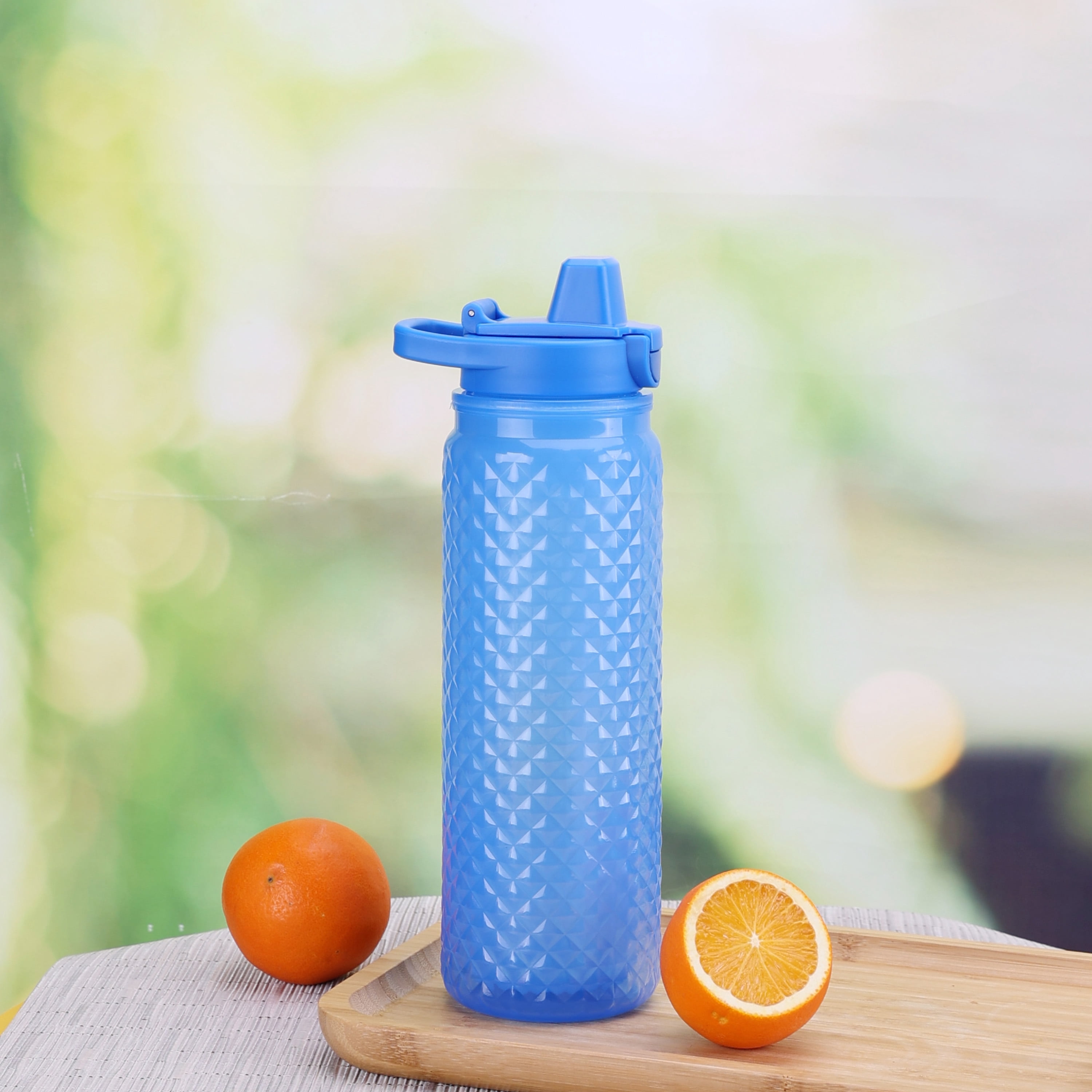 Mainstays 24-Ounce Plastic Textured Water Bottle, Blue