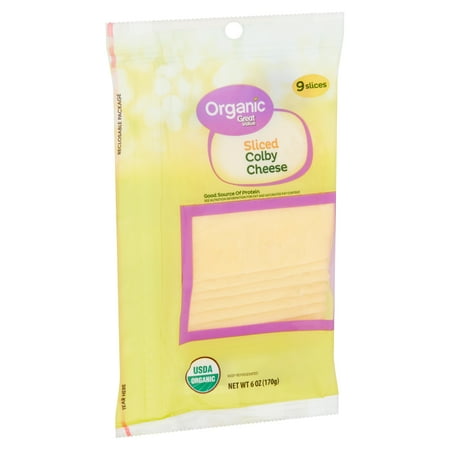 Great Value Organic Sliced Colby Cheese, 9 count, 6 oz