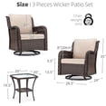 thumbnail image 3 of EastVita PioneerWorks Outdoor Swivel Wicker Glider Patio Chairs with Table Set 3 Pieces Outdoor Bistro Set with 4”Thick Cushions and Coffee Table for Porch Balcony Deck (Beige), 3 of 7