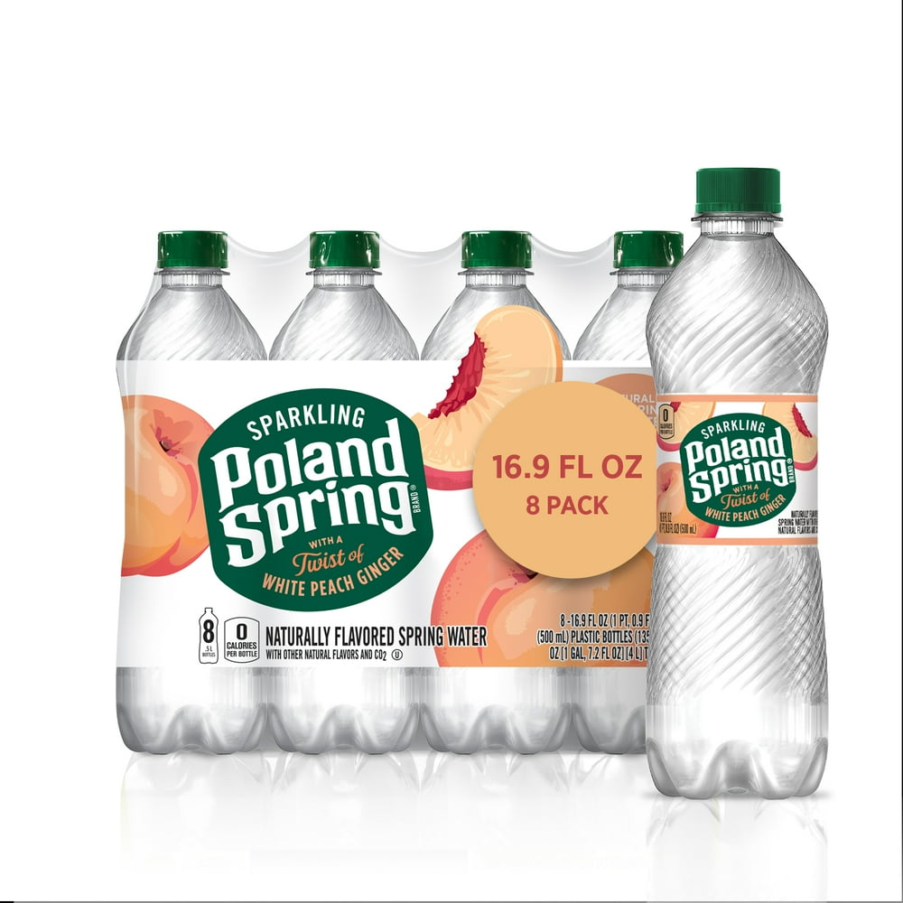 Poland Spring Sparkling Water, White Peach Ginger, 16.9 oz. Plastic