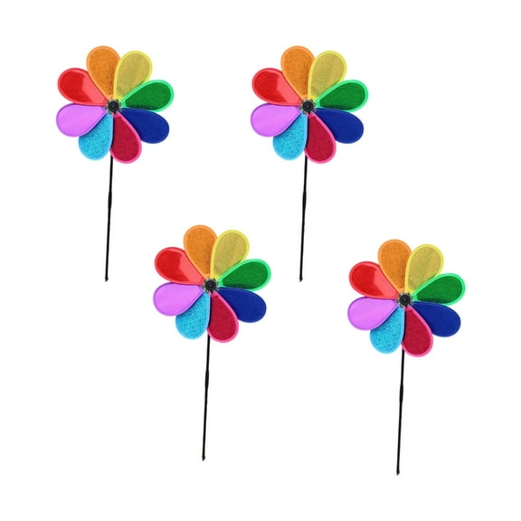 4Pcs Flower Wind Spinner Lawn Pinwheels Colorful Garden Windmill for Garden Outdoor Yard Backyard Decoration