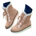 thumbnail image 3 of CAICJ98 Women's Snow Boots Lace Up Mid Carf Boots Warm Lined Waterproof Fashion Women's Winter Boots (Beige,Size 6.5), 3 of 9