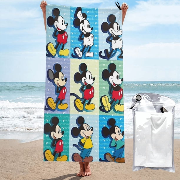 Toalla de playa de Mickey Mouse, suave, de secado rápido, resistente a la arena, para piscina, yoga, gimnasio, camping, toallas de baño ligeras, regalo para niños, niñas, niños y adultos, 27,5 x 55