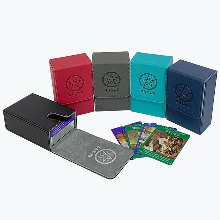 GENEMA Board Game Card Sleeve Holder Box Capacity Tarot Cards Box PU  Leather Tarot Case - Walmart.com