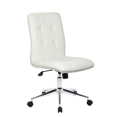 UPC: 0751118330069 | Boss Office & Home B330-WT Donna Modern Vinyl Desk Chair  White