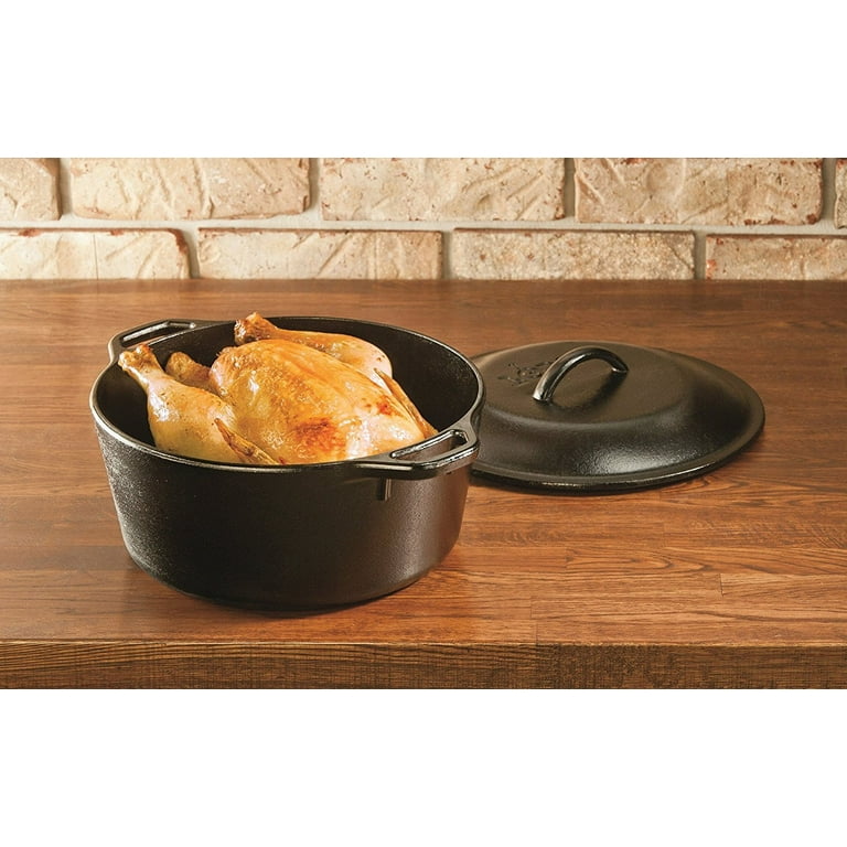 Lodge 3 Quart Enameled Cast Iron Dutch Oven with Lid – Dual Handles – Oven  Safe up to 500° F or on Stovetop - Use to Marinate, Cook, Bake, Refrigerate