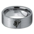 thumbnail image 2 of Tungsten Pride King Leo Lion Band Ring 8mm Men Women Comfort Fit Gray Flat Cut Brushed Polished, 2 of 4