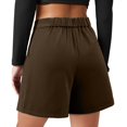 thumbnail image 4 of Women's High Waist Wide Leg Shorts Dressy Casual With Side Pockets Comfortable Summer Fashion Stretchy Trendy Lounge Outfits Brown XXL Size, 4 of 6