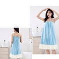 thumbnail image 7 of Htigea Nightgown for Women Fleece Sleeveless Dresses Soft Comfy After Shower Dresses Patchwork Knee Length Bathrobe Blue,Free Size, 7 of 7