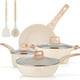 thumbnail image 1 of Juego de Ollas y Sartenes Antiadherentes, Batería de Cocina con Mango Desmontable, Sartenes y Cacerolasde de Granito Blanco, Sartén para Freír sin PFOA, Sartenes de 18cm/ 24cm/ 26cm /30cm, 1 of 7