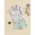thumbnail image 4 of Toddler Baby Boy Easter Shorts Clothing Set 6 12 18 24 Months 2T 3T 4T Bunny Print Short Sleeve Button-up Bow Tie Shirt Pockets Shorts Outfits, 4 of 9