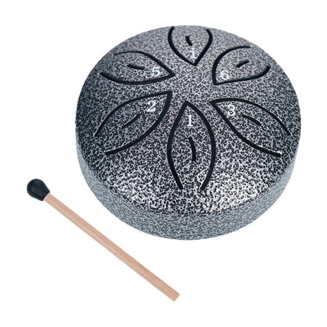Ruifaya Tambor de lengüeta de acero de 3 pulgadas y 6 tonos, minitambor de mano, baquetas, tambor, instrumento musical de percusión con accesorios L8L8, regalos