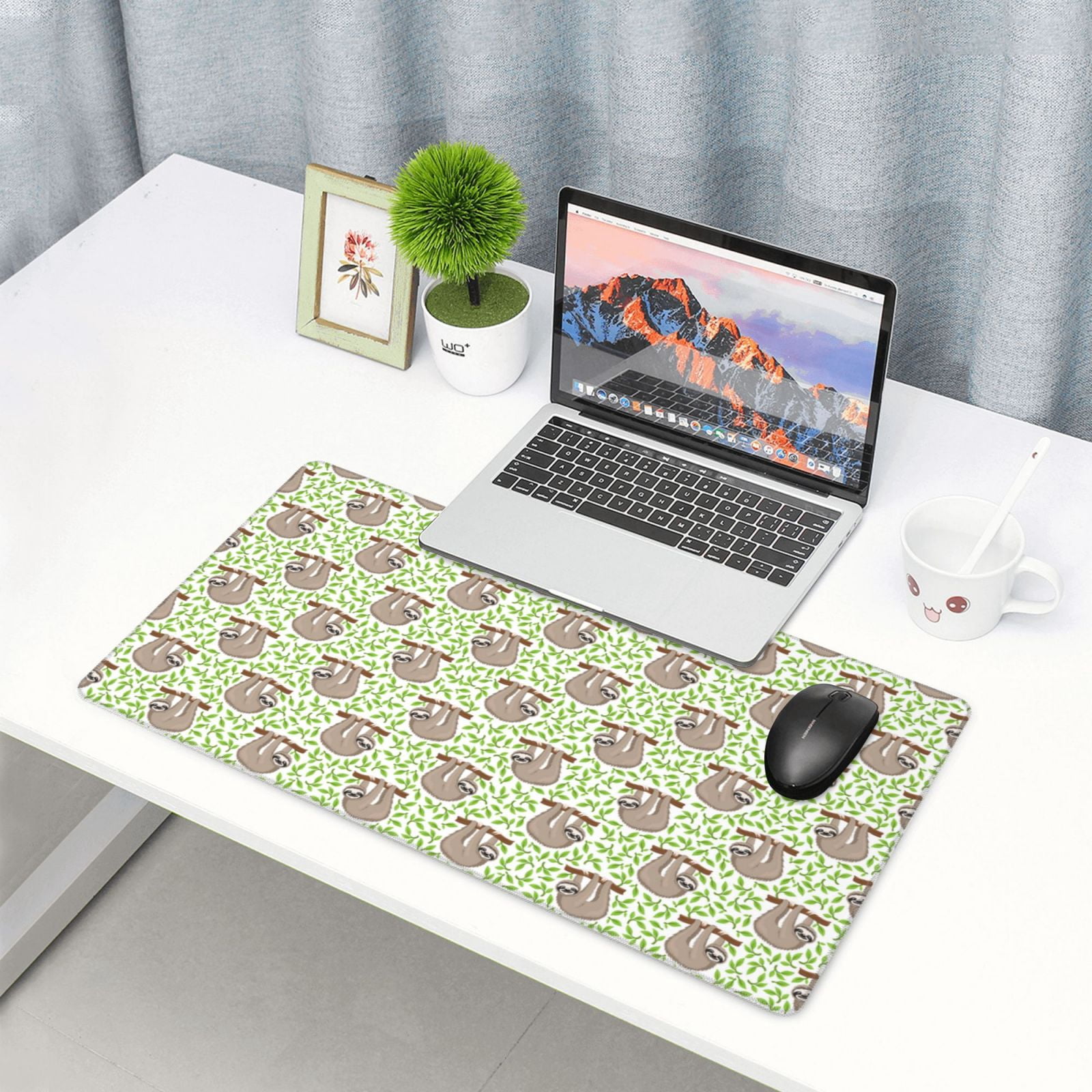Kdxio Cute Animal Sloth On A Branch Print Large Gaming Mouse Pad,Non-Slip Base,Water Resist Keyboard Pad for Gamer,Office & Home,29.5 x 15.8 in