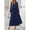 thumbnail image 3 of PRETTYGARDEN Fall Dresses for Women Long Sleeve V Neck Belted Ruffle A Line Flowy Boho Maxi Wedding Guest Dress Pockets, 3 of 8