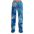 thumbnail image 4 of Hearthz Womens Christmas Pj Pants Winter Super Soft Drawstring Pj Pants for Women Fleece Wide Leg Xmas Woman Pants, 4 of 6