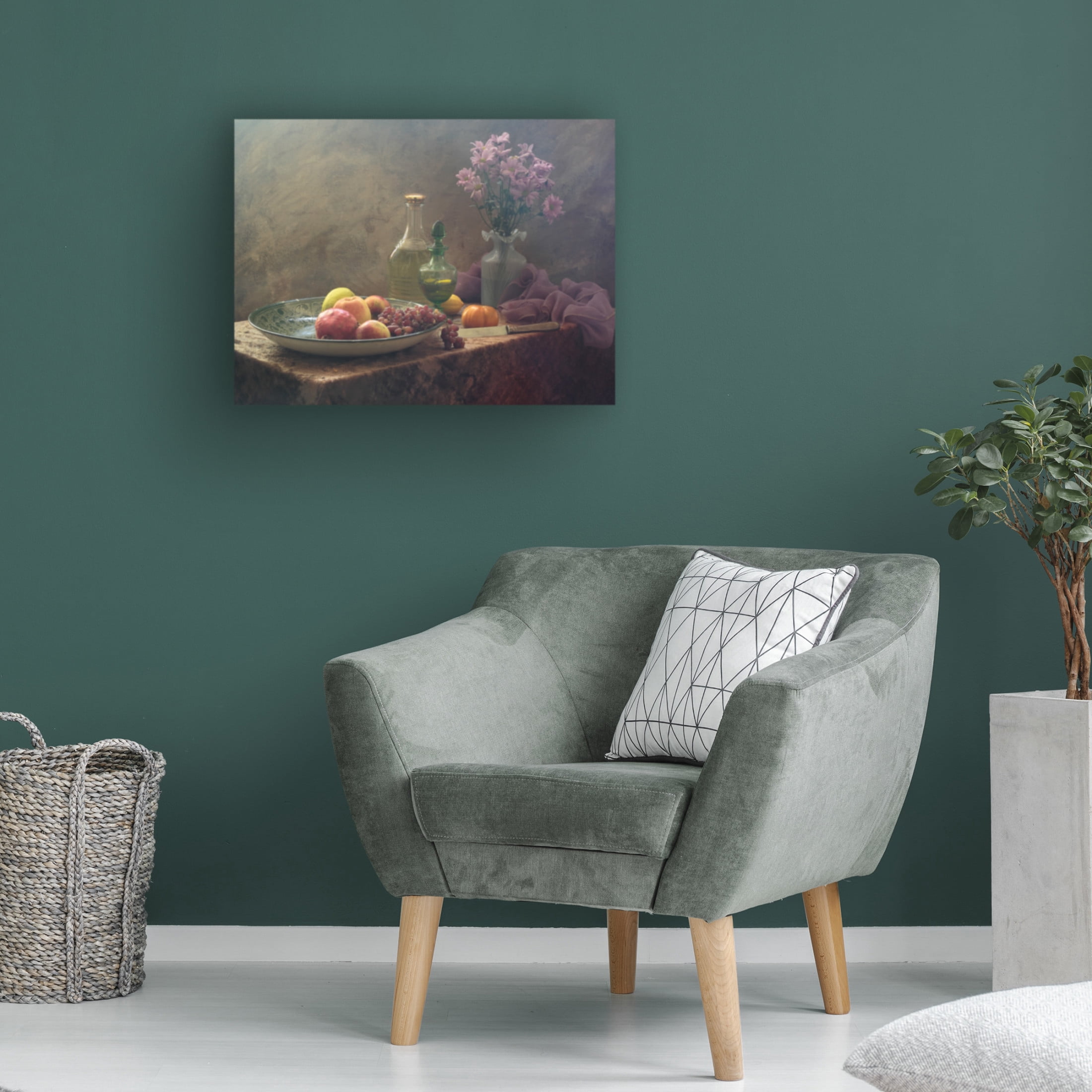 Canvas Wall Art - UstinaGreen  'Still Life With Lilac Flowers' Wall Art for Living Room, Bedroom, or Office Décor by Trademark Fine Art - 47 x 35 Inches