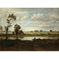 thumbnail image 2 of Théodore Rousseau 14x11 Black Ornate Wood Framed Double Matted Museum Art Print Titled: Landscape with Boatman (C. 1860), 2 of 5