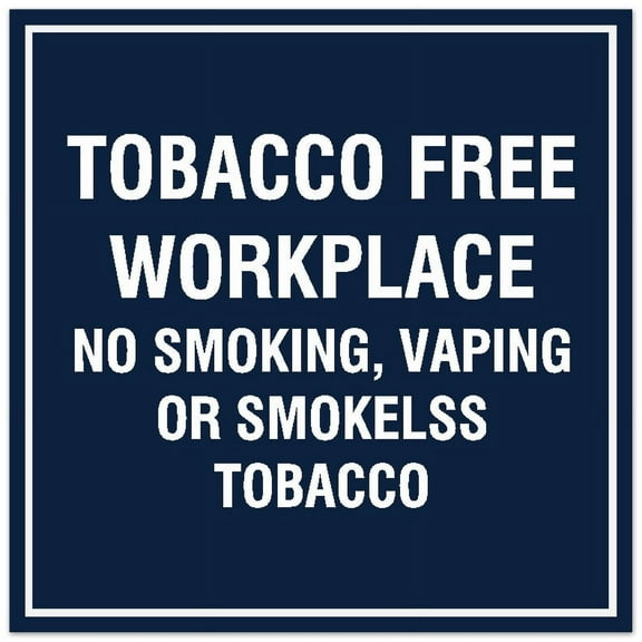 Signs ByLITA Square Tobacco Free Workplace Sign - Easy Installation | Durable Material (Navy Blue / White) - Large