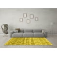 thumbnail image 3 of Ahgly Company Machine Washable Indoor Round Abstract Yellow Contemporary Area Rugs, 6' Round, 3 of 4