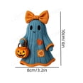 thumbnail image 3 of Clearance Halloween Ghost Figurine, Knitted Look Resin Ghost with Bow and Glowing Pumpkin Bucket, Vintage Tabletop Decor for Mantel Shelf Party Home, 3 of 6