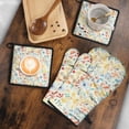 thumbnail image 5 of Pioneer Flower Kitchen Oven Mitt and Pot Holder Sets 4 Pcs for Baking, Cooking and Grilling, Heat Resistant Up To 392 °F, 5 of 7