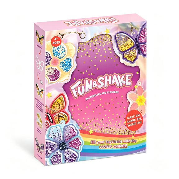 BESTSKY Fun & Shake Diy Glitter Craft Kit with Keychains for Kids,Art & Craft Activity,Creative Travel Toy, Party Favors & Valentine’S Gift for Ages 4-9