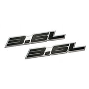 2 x (pair/set) 3.6L Liter Embossed Black on Highly Polished Silver Real Aluminum Auto Emblem Badge Nameplate for Chrysler Dodge Charger Ram Jeep Grand Cherokee Wrangler Sport Volkswagen Fiat Malibu
