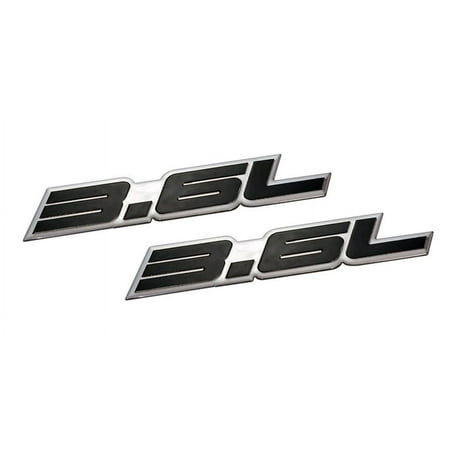 2 x (pair/set) 3.6L Liter Embossed Black on Highly Polished Silver Real Aluminum Auto Emblem Badge Nameplate for Chrysler Dodge Charger Ram Jeep Grand Cherokee Wrangler Sport Volkswagen Fiat Malibu