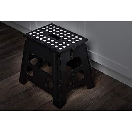 Folding Step Stool, 13 Inch - The Anti-Skid Step Stool is Sturdy to Support Adults and Safe Enough for Kids. Opens Easy with One Flip. Great for Kitchen, Bathroom, Bedroom, Kids or Adults. (Black)