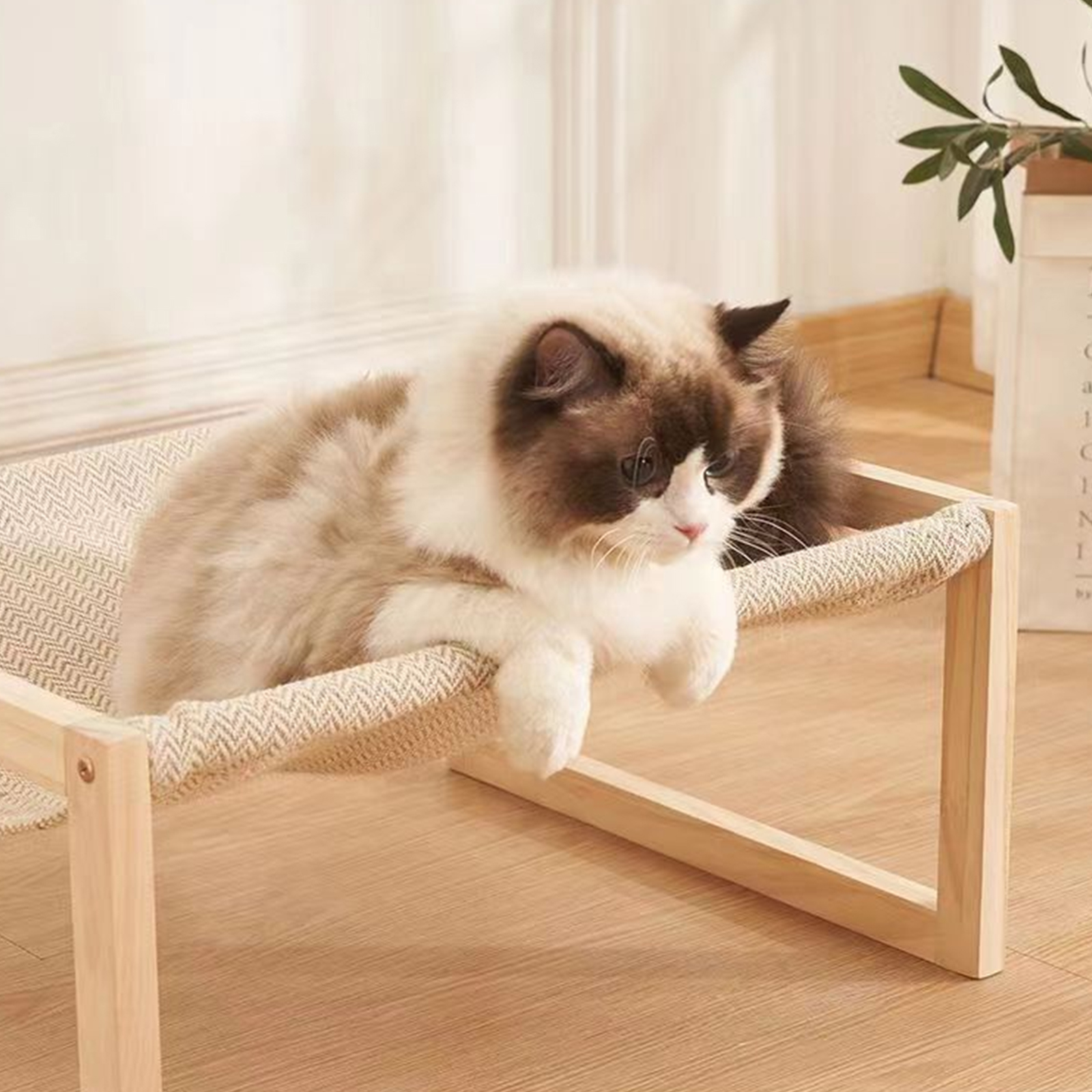 Pet Bed Detachable Hammock Bed Elevated Furniture Kittens Wooden Structure Frame Dog Bed Elevated Nest