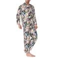 thumbnail image 2 of Disketp Rose Flowers for Pajamas Set Long Sleeve Sleepwear Mens Button Down Nightwear Pj Sets-Large, 2 of 7