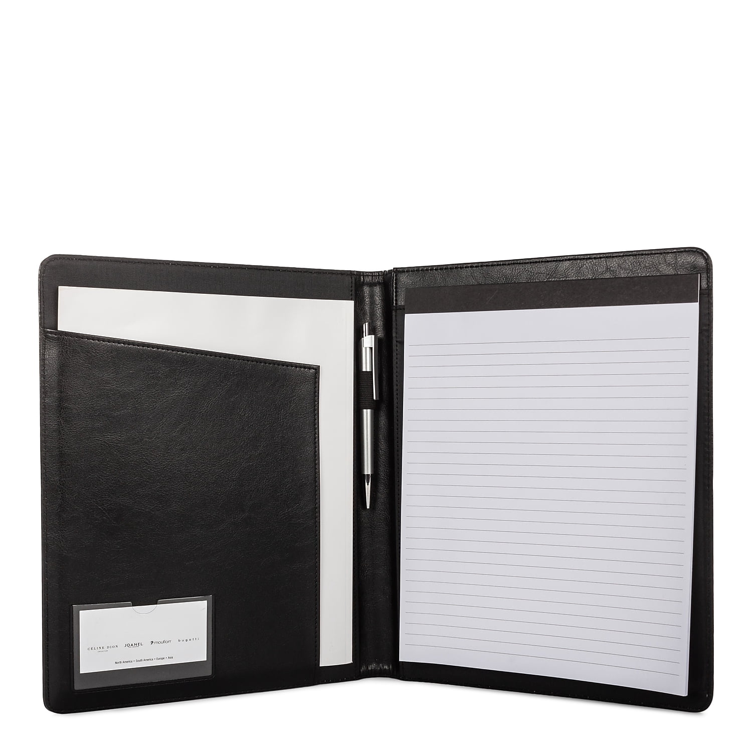 Stebco WRC5039BS-BLACK Leather Padfolio, Writing Pad, Black