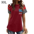 thumbnail image 1 of Camiseta de mujer Camiseta de manga corta con estampado de rayas Top Summer Causal T Shirt, Rojo, XXL Inevent AP001701-20, 1 of 7