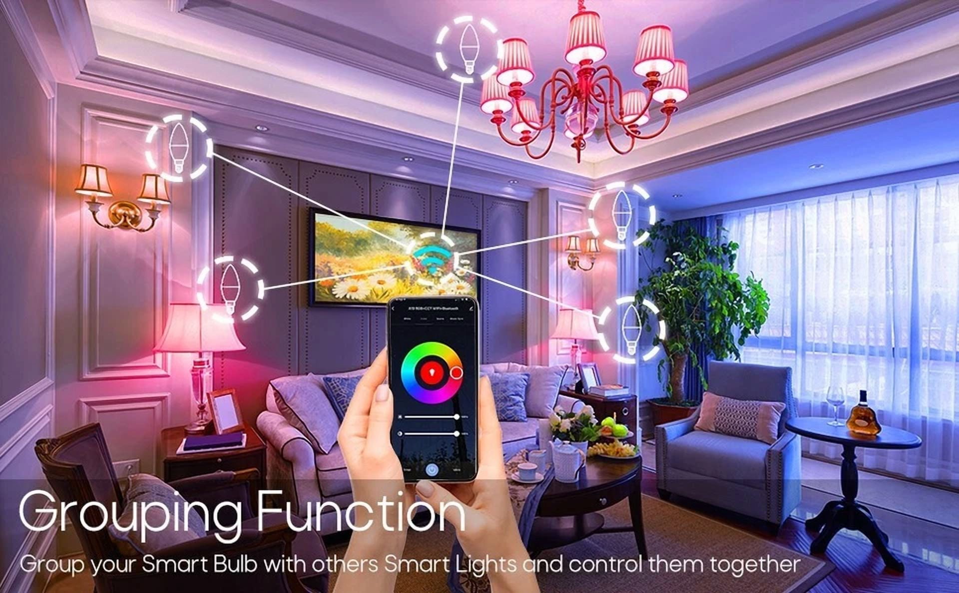 2 Pc Wifi Smart Candle Led Light Bulbs E12 5W Dimmable Rgb Color Changing Bulb