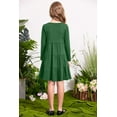 thumbnail image 5 of Oudiya Girls Long Sleeve Dress Tiered Flowy Sundress Green Midi Swing Casual Dress, 3-10 Years, 5 of 6