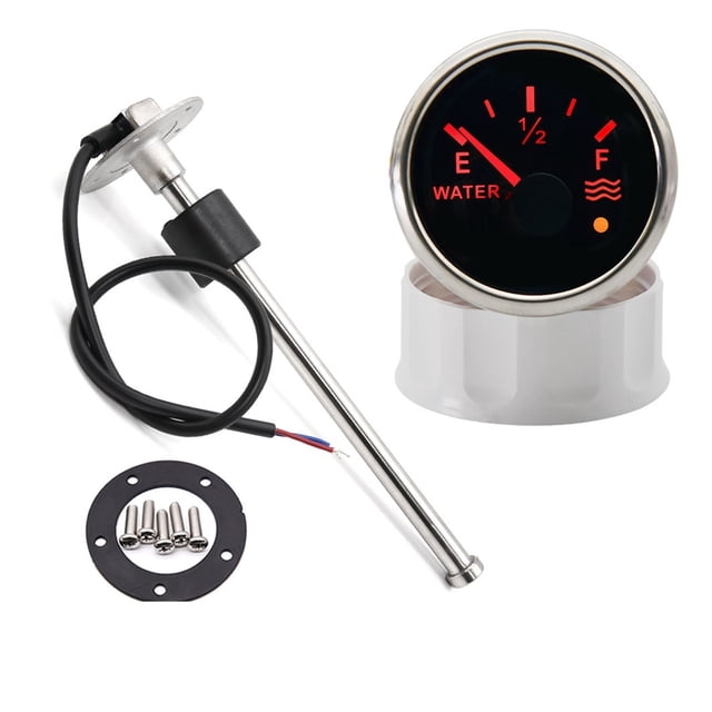 52mm Stainless Steel Boat Water Level Gauge With Sensor Car Water Tank Level Gauge Indicator For Auto Truck Marine Meter 9-32V ,Easy to Install