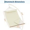 thumbnail image 2 of Double Outdoor Hammock with Stand, Quilted 2 Person Hammock with Spreader Bar and Pillow, Adjustable Steel Frame, Cotton Rope, Max 500 lbs, Light Gray Stripe Deep Blue Stripe Off White Dark Gray, 2 of 8