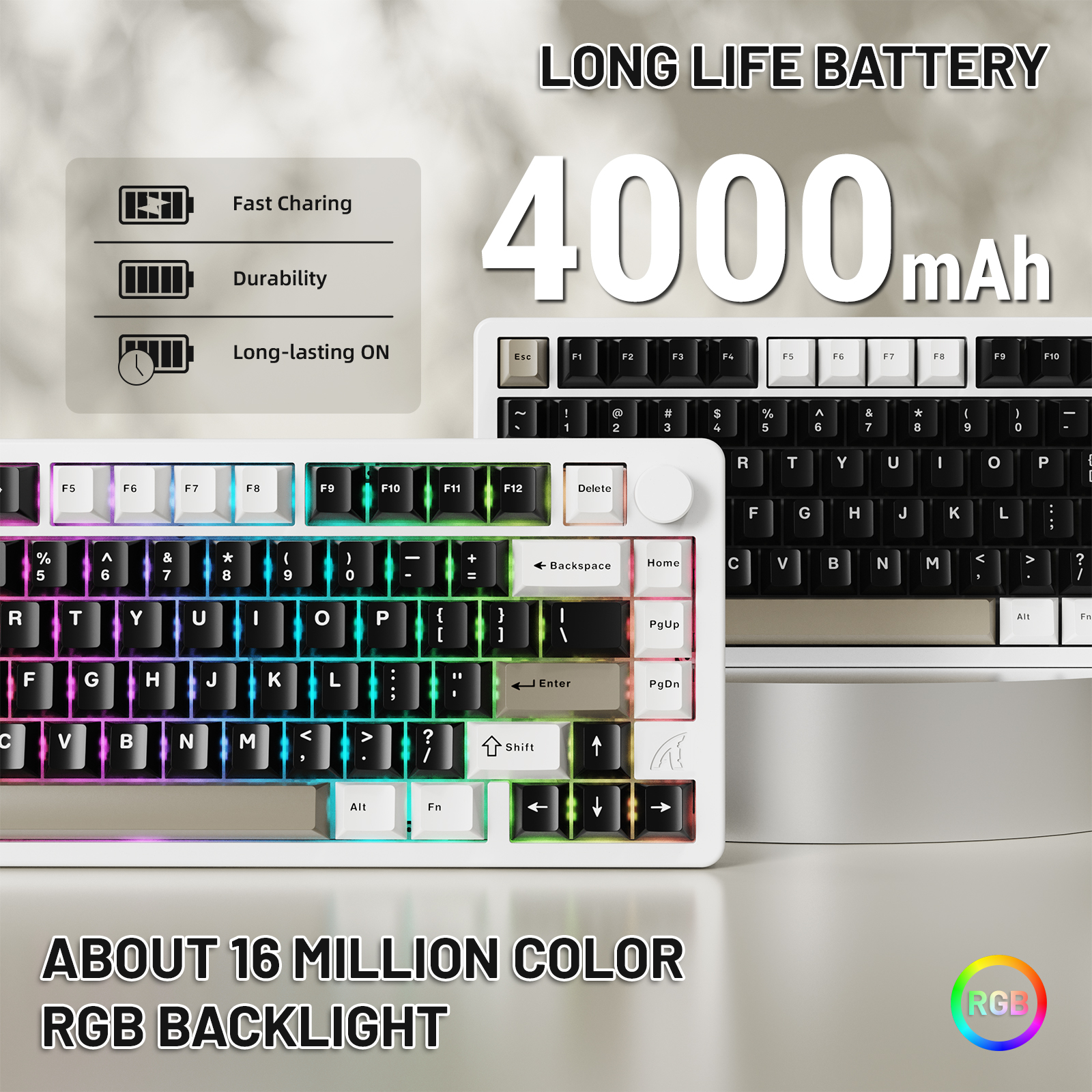 ATTACK SHARK X86 75% Wireless Gasket Mechanical Keyboard with Knob, CNC Aluminum Turd, 3 Mode Connectivity,82 Key Hot Swappable,Custom Linear Switches RGB Gaming Keyboard for Win/Mac/Linux-Milk White