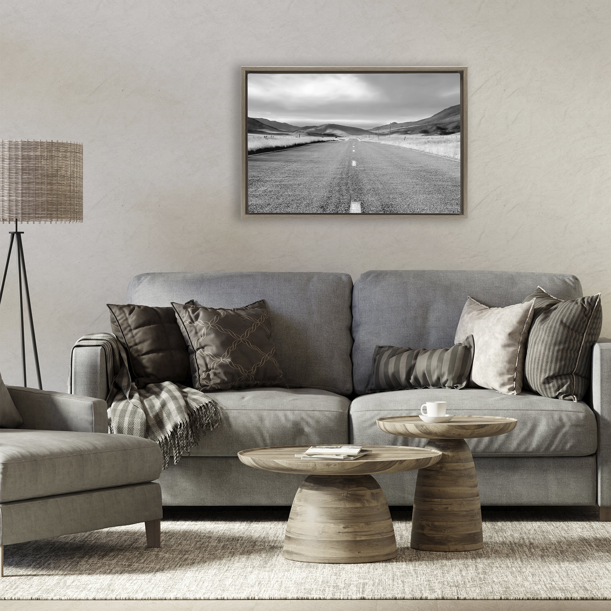 Stupell Industries Open Road Through Rolling Hills Brown Framed Floater Canvas Wall Art, design by Steve Toole