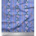 thumbnail image 1 of Soimoi Blue Georgette Viscose Fabric Leaves & Azalea Floral Decor Fabric Printed 1 Yard 44 Inch Wide, 1 of 3