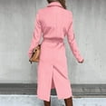 thumbnail image 6 of Rigardu Women's Faux Wool Coat Blouse Thin Coat Trench Long Jacket Ladies Slim Long Belt Elegant Overcoat Outwear Pink + S, 6 of 7