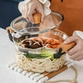 thumbnail image 6 of High Borosilicate Stovetop Cooking Pot with Wooden Handle and Clear Lid, 6 of 8