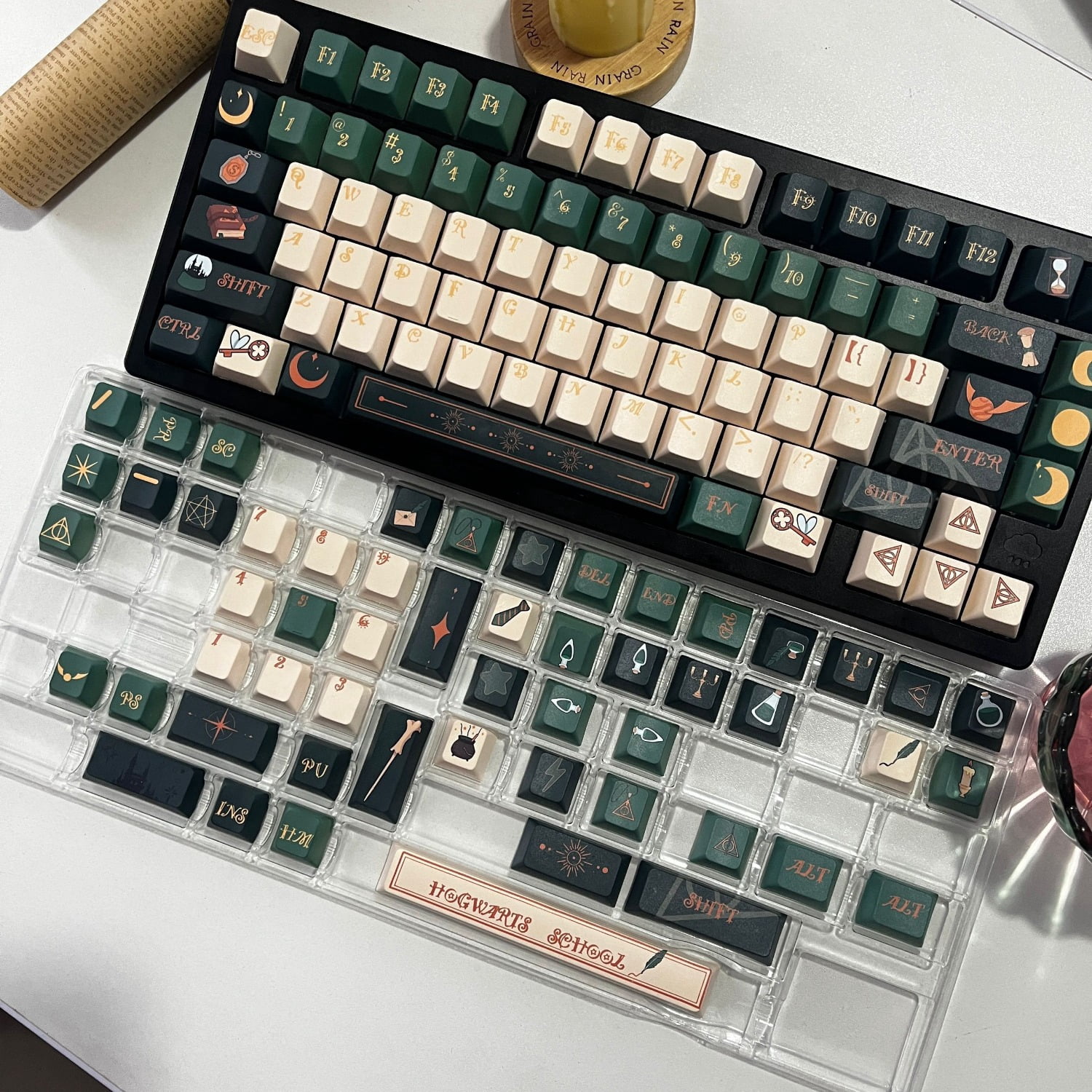 Slytherin House Themed Keycap Set, Cherry Profile MX Mechanical Keyboards OEM Height for Mechanical Keyboard Keycap