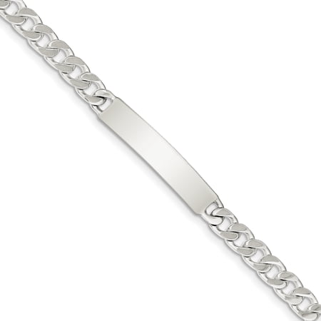 Sterling Silver 7mm Polished Engraveable Curb Link ID Chain Necklace, Bracelet or Anklet